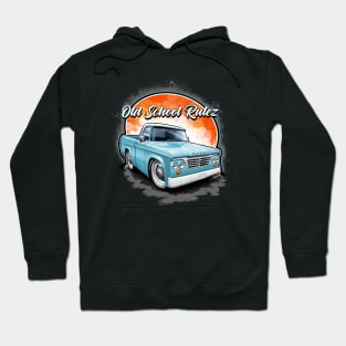 Old School Rulez Dodge D100 Truck Blue Hoodie